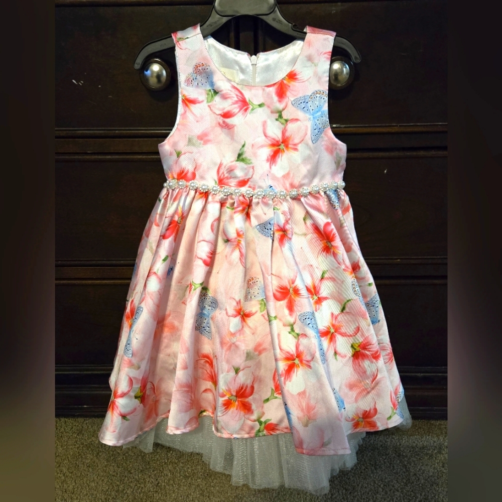 American Princess 4t Floral Dress with Butterfly Accents